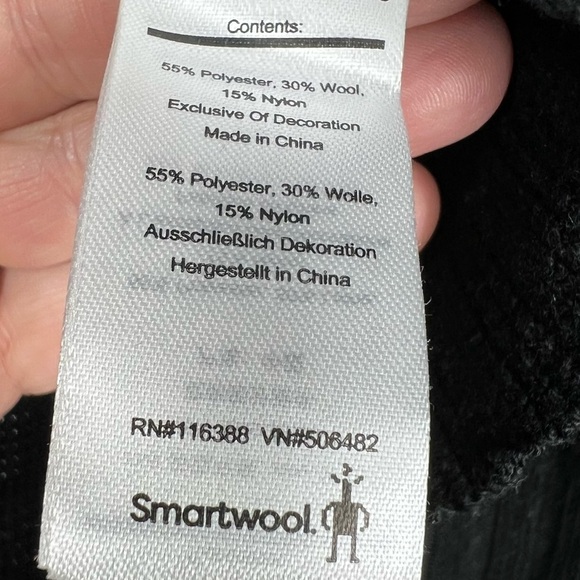 SMARTWOOL Black V-Neck Ribbed Knit Sweater with Flare Sleeve Women's Size Small - Picture 6 of 6